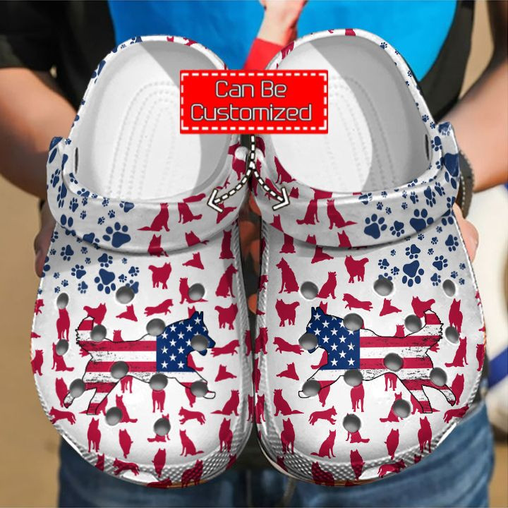 Animal Print Crocs – Siberian Husky American Flag Clog Shoes For Men And Women