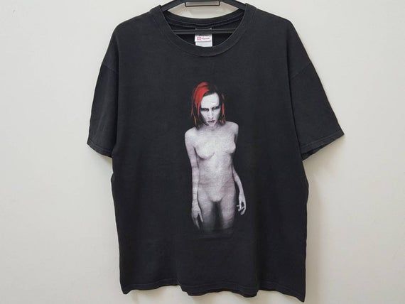 Vintage 90S 1998 Marilyn Manson Mechanical Animals Album Promo Band Heavy Metal Alternative Hard Industrial Glam Rock Style Rare T Shirt