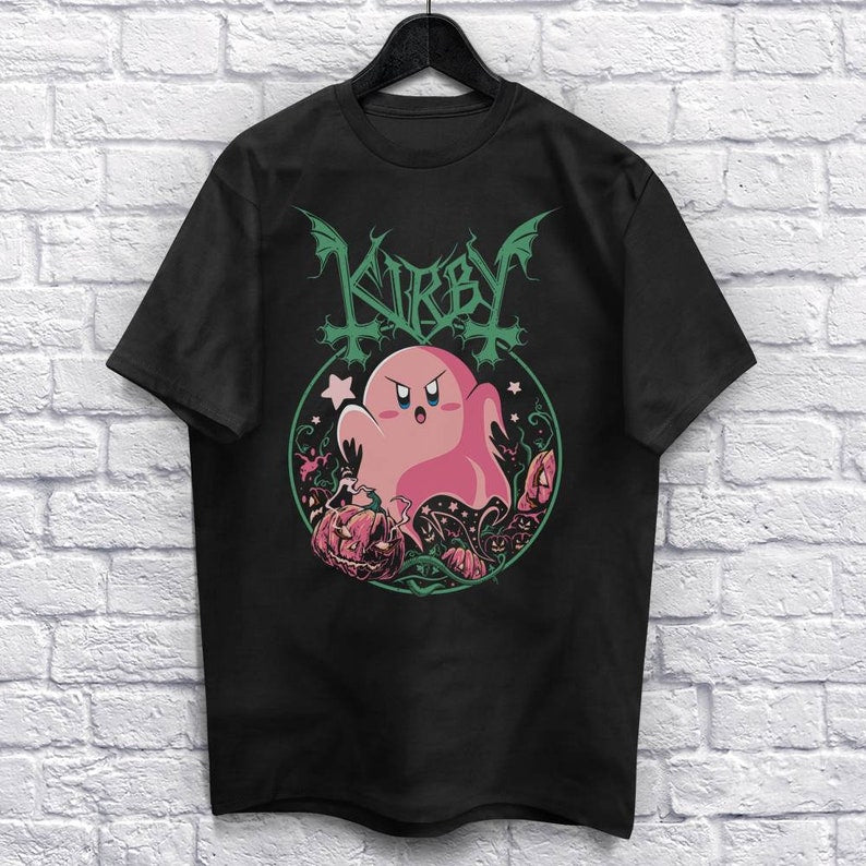 Pink Ghost T-Shirt Unisex Funny Cute Shirt Heavy Metal Shirts. Metalhead Shirt Tee Retro Gaming Halloween Spooky