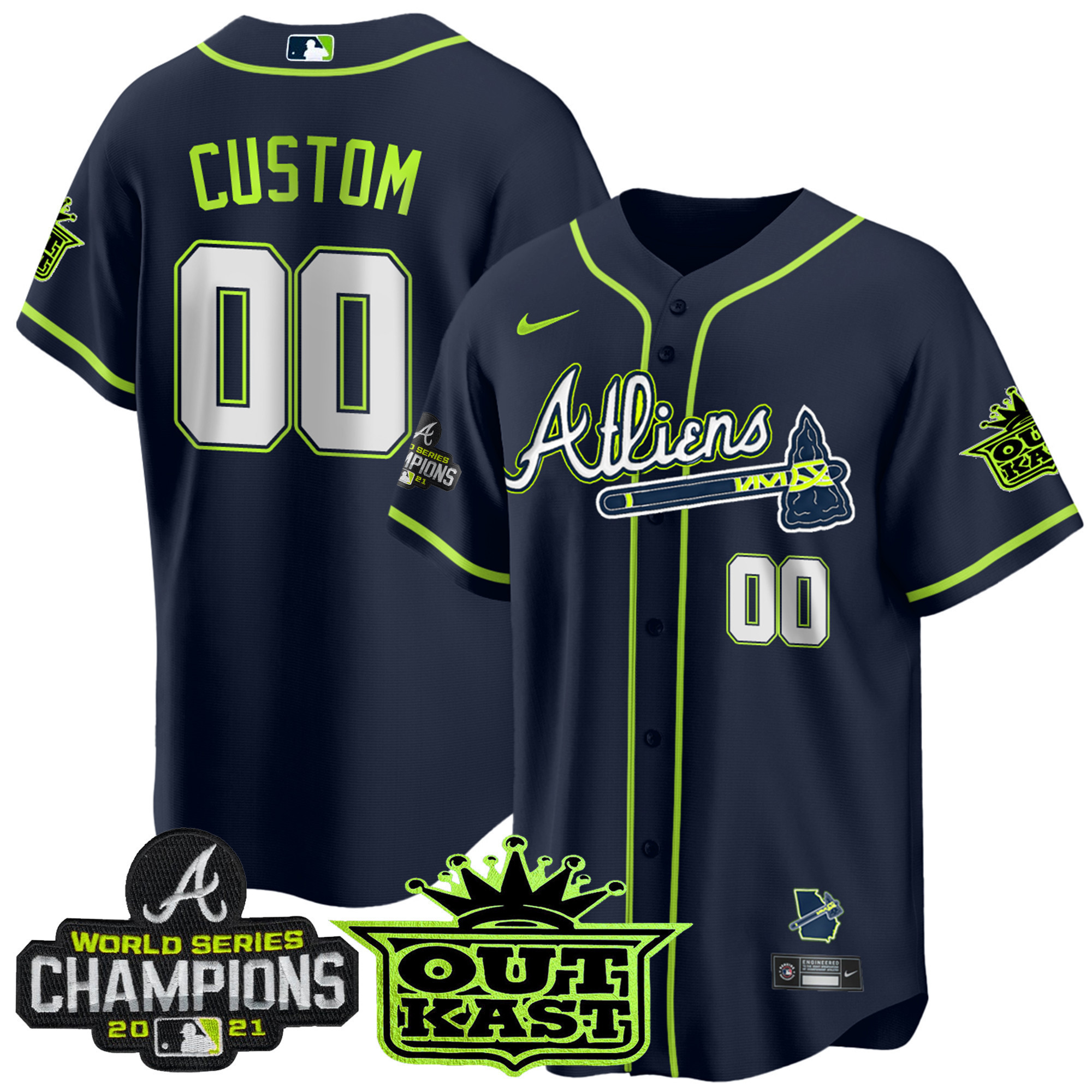 Atlanta Braves Atliens Champions Cool Base Custom Jersey – All Stitched