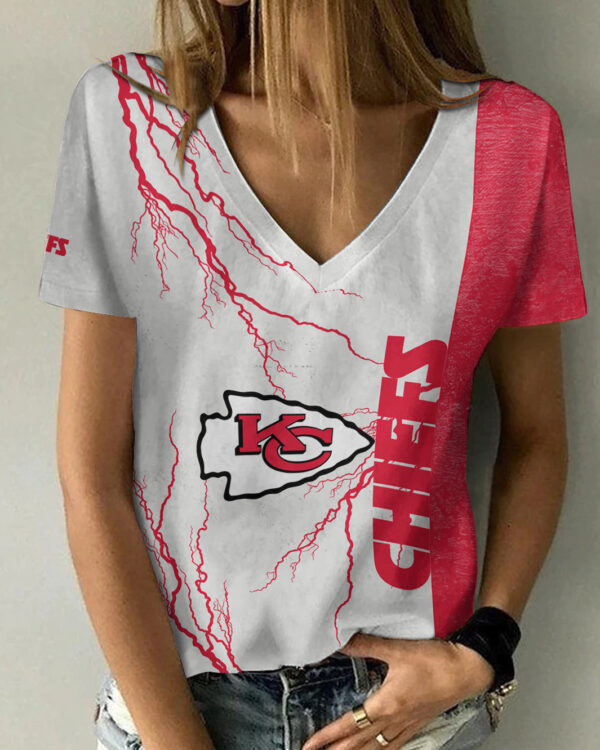 Kansas City Chiefs Summer V-Neck Women T-Shirt Bg303