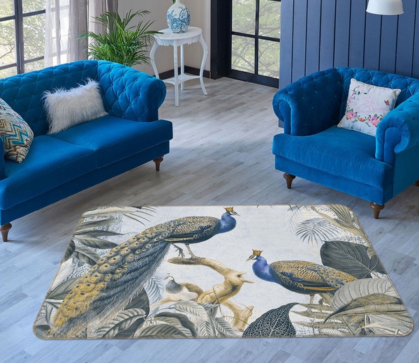 3D Peacock Animals Forest Area Rug Home Decor