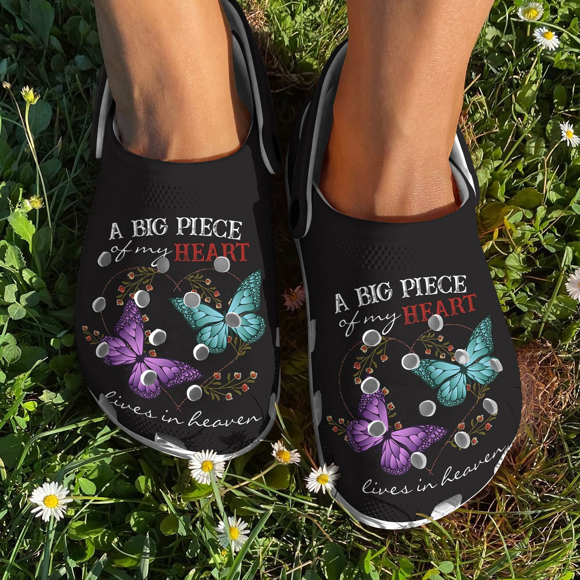 Piece Of Heart Butterflies Crocs Shoes Clogs – Lives In Heaven Crocs Shoes Clogs Birthday Gifts For Daughter Mother Grandma