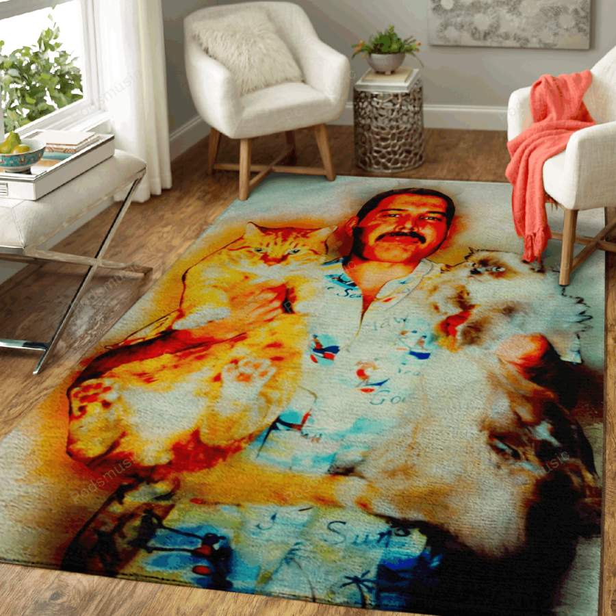 Freddie Mercury and Cats – Music Art For Fans Area Rug Living Room Carpet Floor Decor