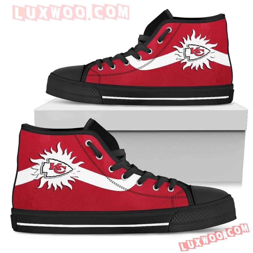 Simple Van Sun Flame Kansas City Chiefs High Top Shoes Sport Sneakers