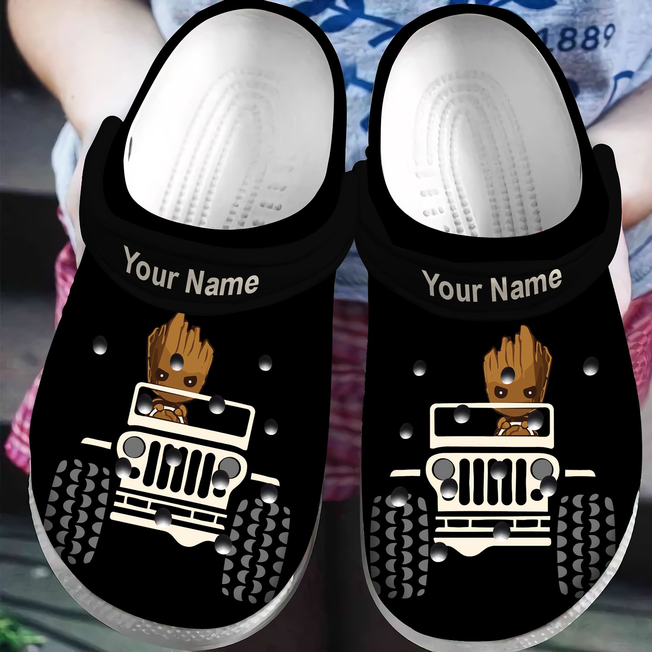 Personalized Baby Groot Drive Jeep Crocs Classic Clogs Shoes