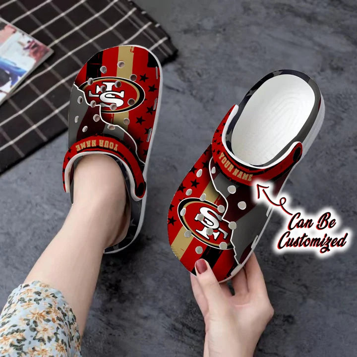 49Ers Crocs – Personalized San Francisco 49Ers Team American Flag Line Clog Shoes