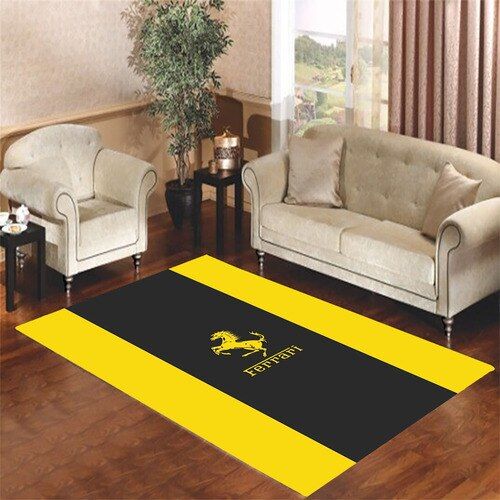 Ferrari Yellow Logo Living Room Carpet Rugs Area Rug For Living Room Bedroom Rug Home Decor