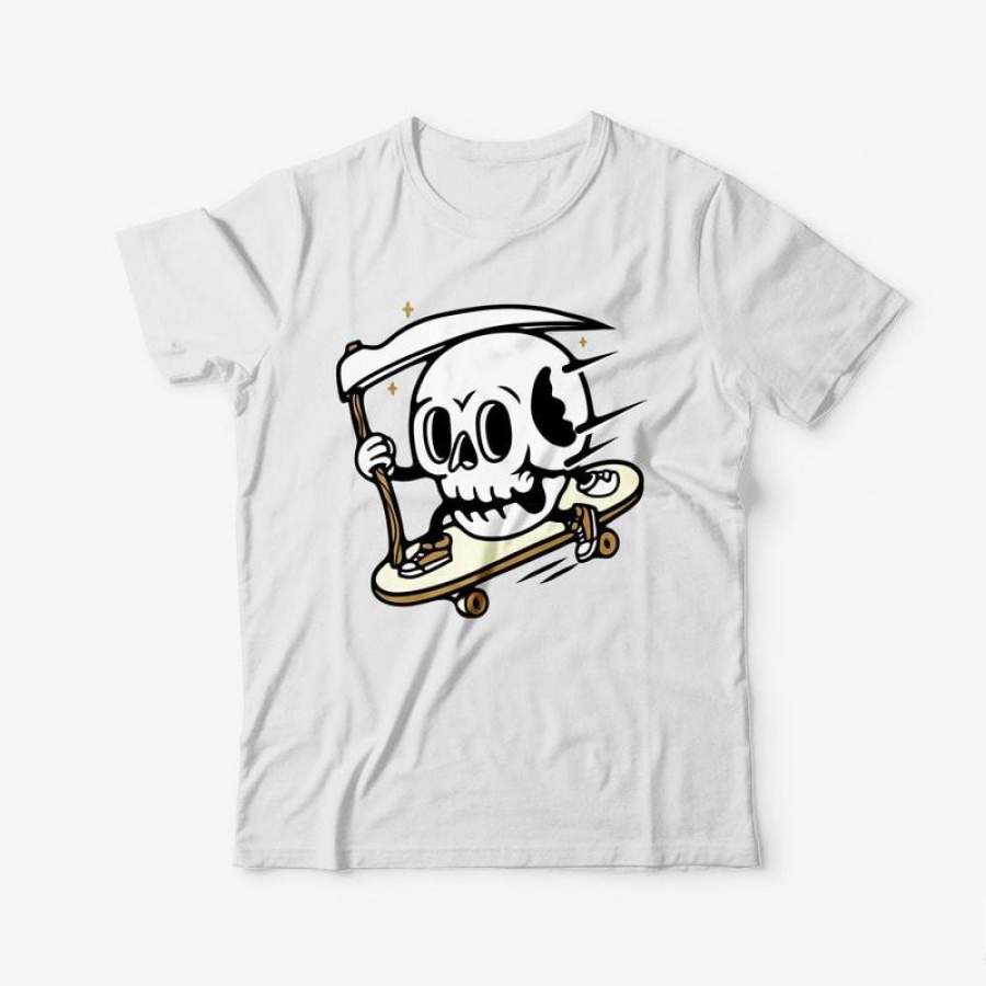 Skull Boarding Men’s T-shirt,cool Shirt,Cotton Top Tee