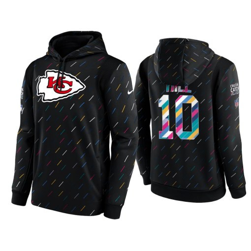 Men’S Kansas City Chiefs Tyreek Hill 2021 Crucial Catch Charcoal Therma Pullover Hoodie Kansas City Chiefs #10 Tyreek Hill Charcoal Hoodie