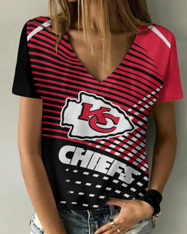 Kansas City Chiefs Summer V-Neck Women T-Shirt Bg288