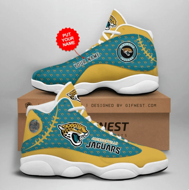 Personalized Jacksonville Jaguars Team Logo Air Jordan 13 Printing Shoes Sneaker