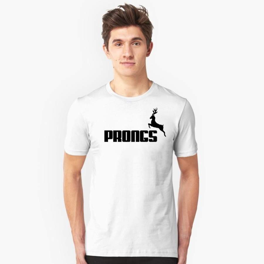 Prongs Sportswear Large size men’s short-sleeved shirt T-shirt casual comfort loose sweat-absorbent animal letter printing deer