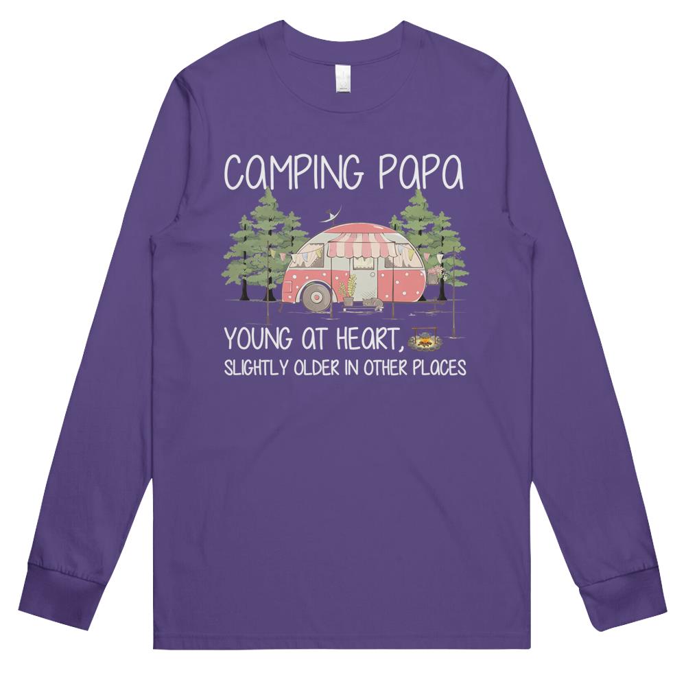 Camping Papa Matching Camp Family Camper Cool Vintage Long Sleeve T Shirts