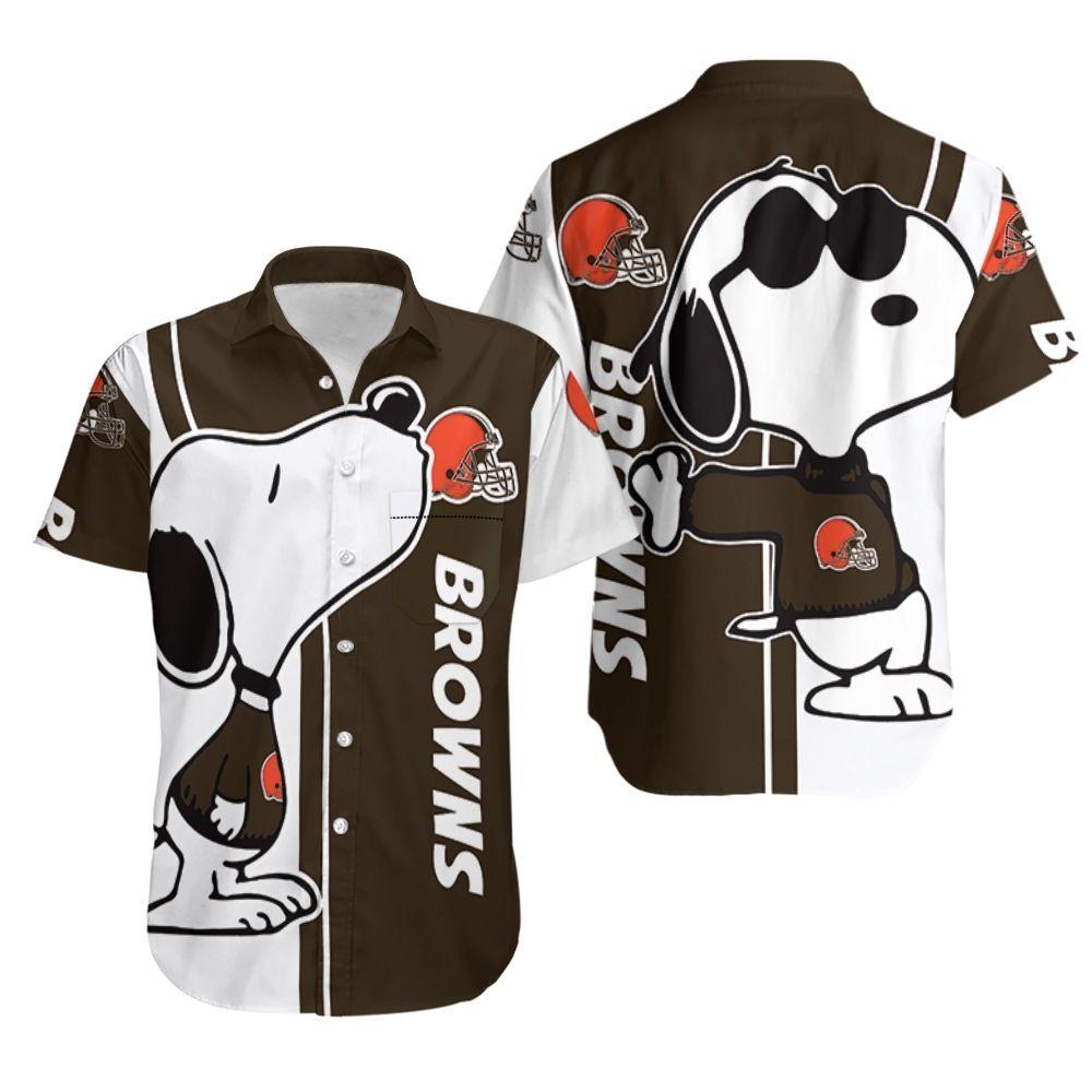 Beach Shirt Cleveland Browns Snoopy Lover 3D Printed Hawaiian Shirt