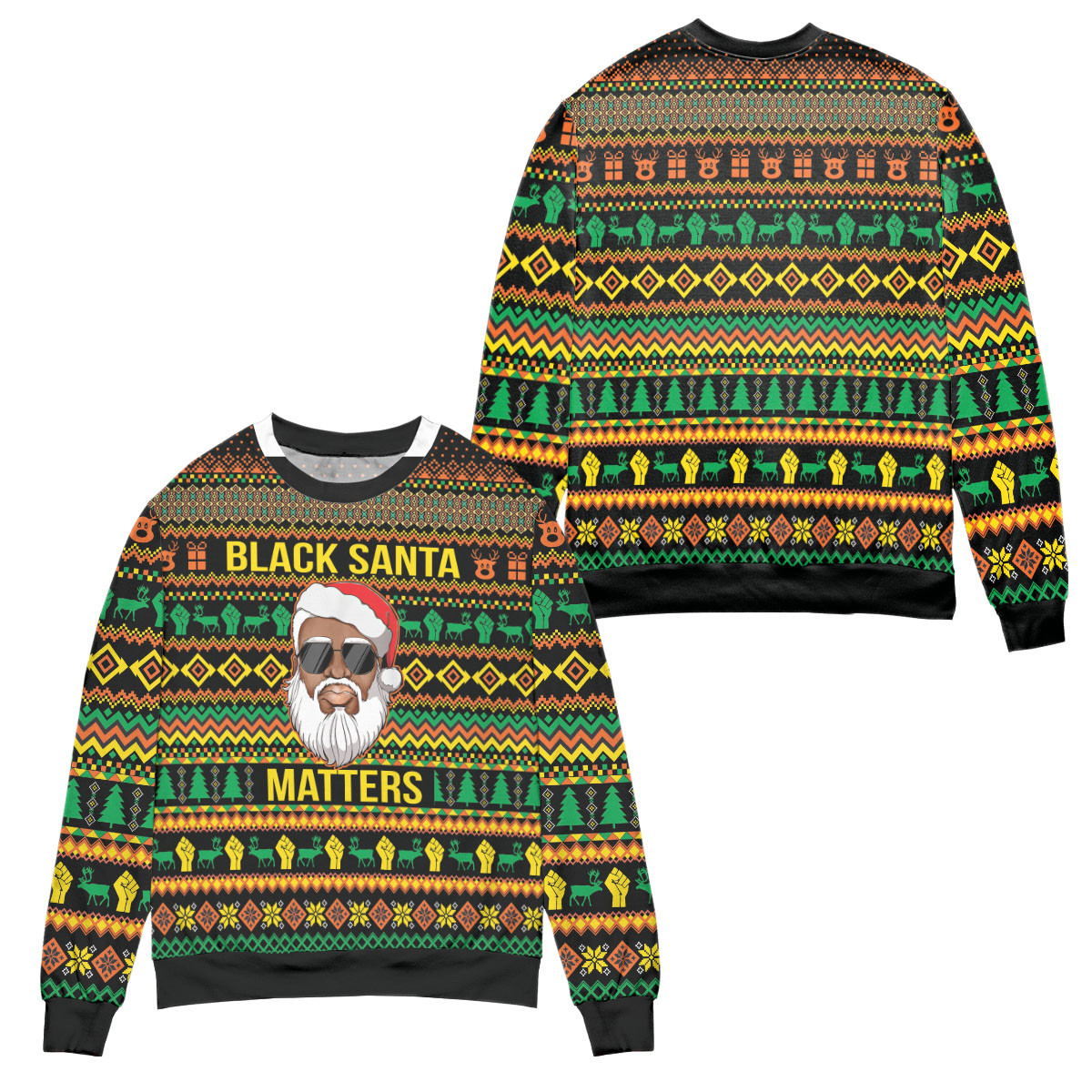 Black Santa Matters Ugly Christmas Sweater – All Over Print 3D Sweater