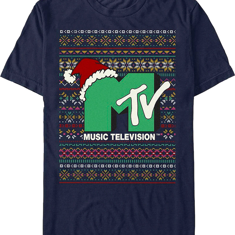 Logo Faux Ugly Christmas Sweater Mtv T-Shirt