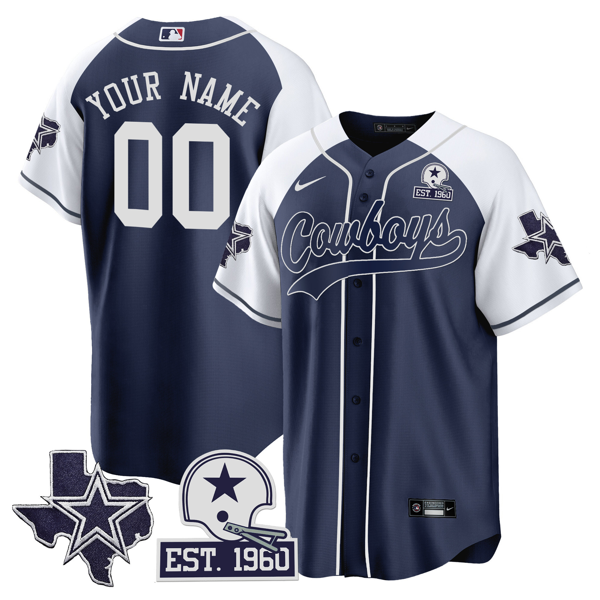 Cowboys Texas Patch Baseball Custom Jersey – All Stitched