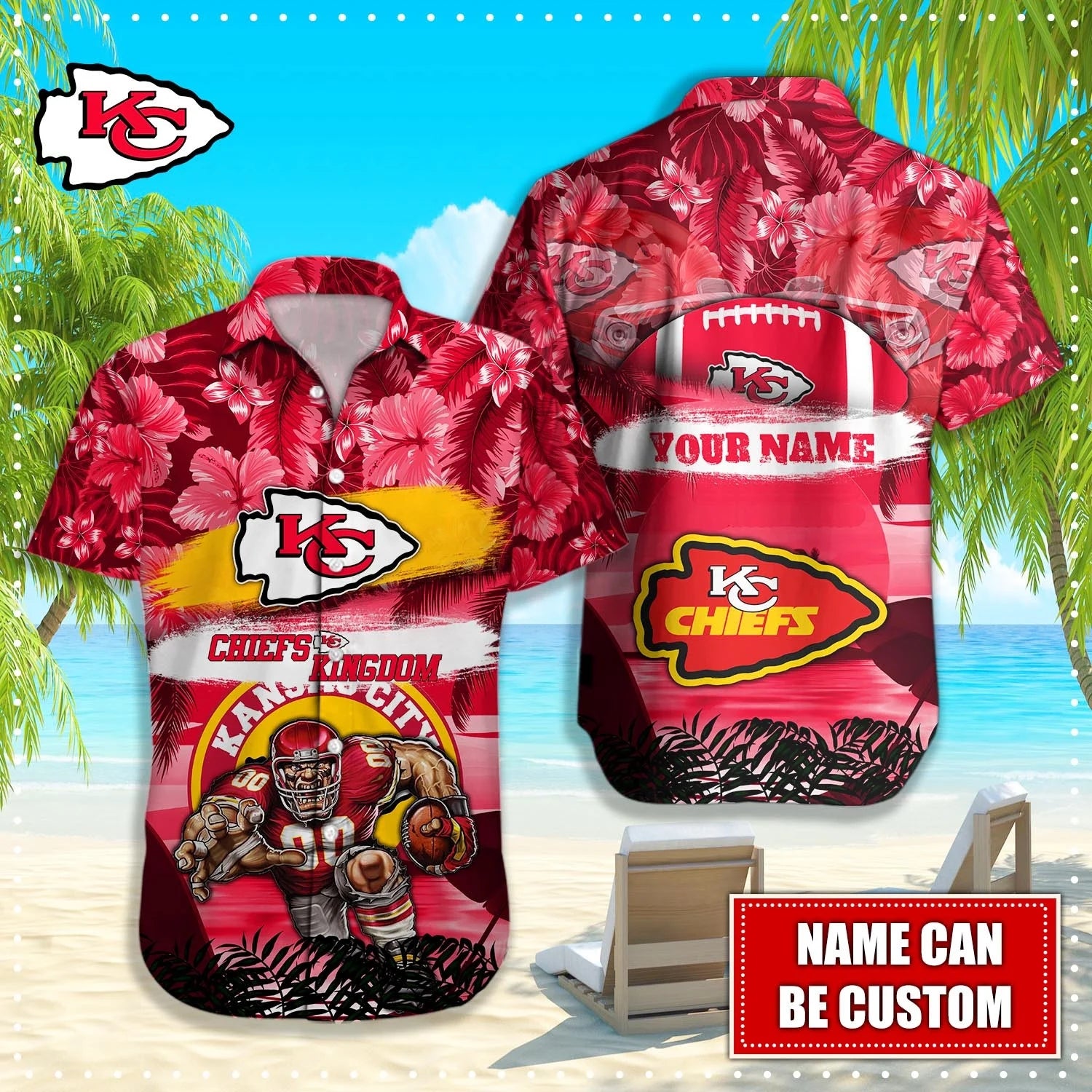 Personalized Kansas City Chiefs Hawaiian Shirt Mascot