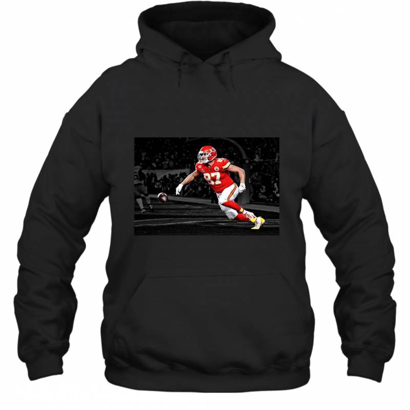 Super Bowl 54 Kansas City Chiefs Travis Kelce Celebrates In The End Zone During The Super Bowl Hoodie