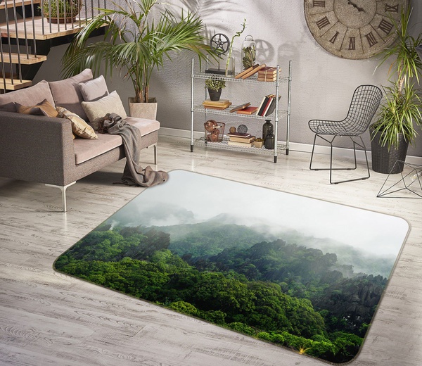 3D All Over Green Tree Forest Area Rug Home Decor