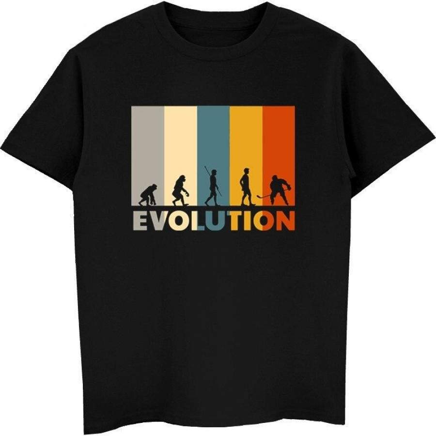 Evolution Ice Hockeyer T-Shirt Vintage Retro Funny Casual Short Sleeve T Shirts