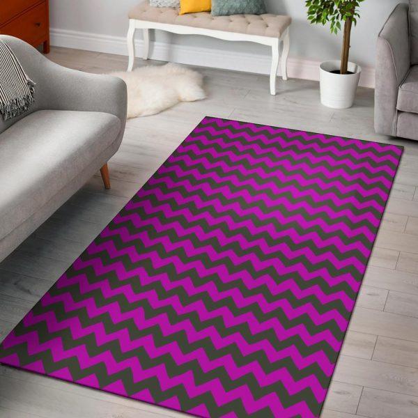 Zig Zag Purple Pattern Print Home Decor Rectangle Area Rug 1