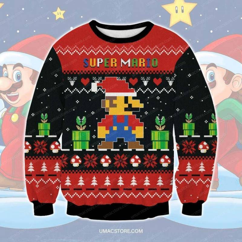 Super Mario 1309 Knitting Pattern 3D Print Ugly Sweatshirt