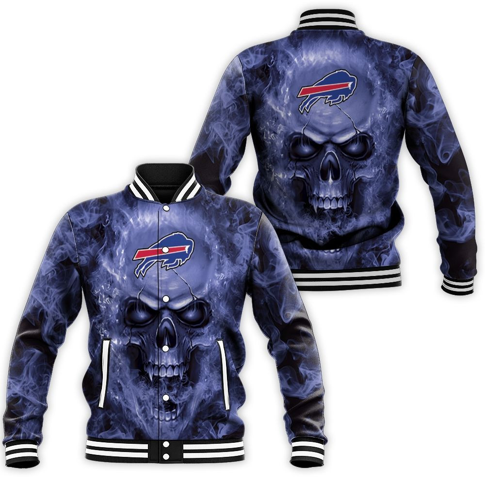 Buffalo Bills Nfl Fans Skull Baseball Jacket For Men Women