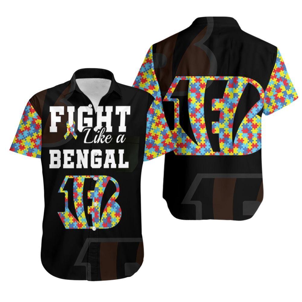 Beach Shirt Fight Like A Cincinnati Bengals Autism Support Hawaiian Shirt