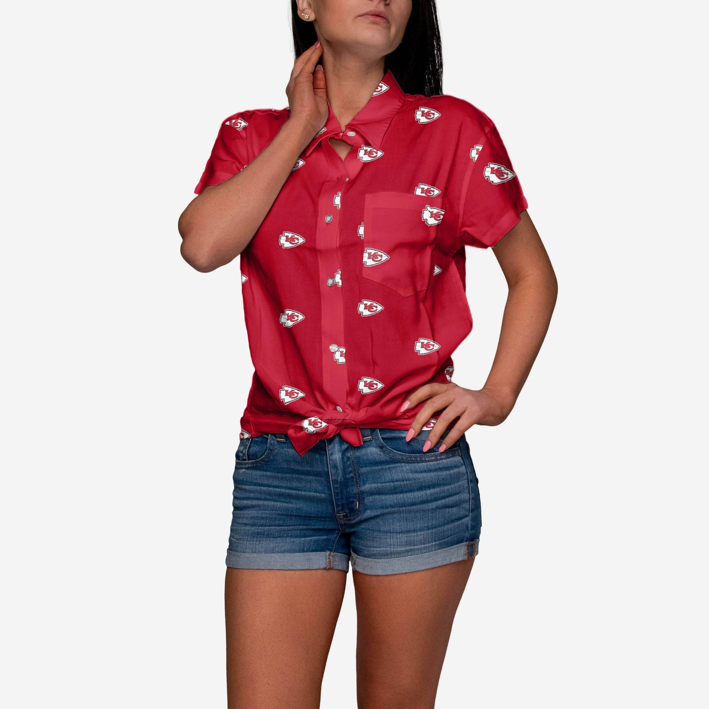 Kansas City Chiefs Logo Blast Womens Button Up Shirt