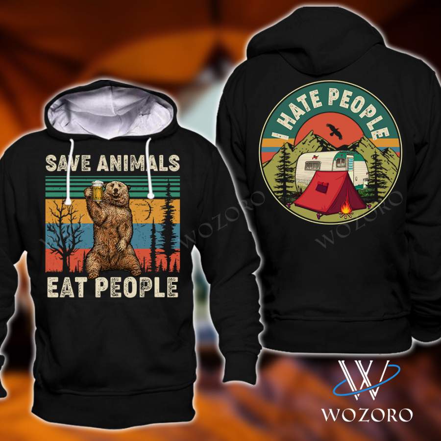 Retro Save Animals Eat People Camping Shirt