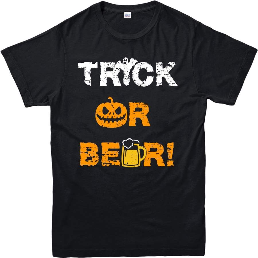 Trick Or Beer Men T-Shirt Halloween Inspired Parody, Pumpkin Design Gift Top