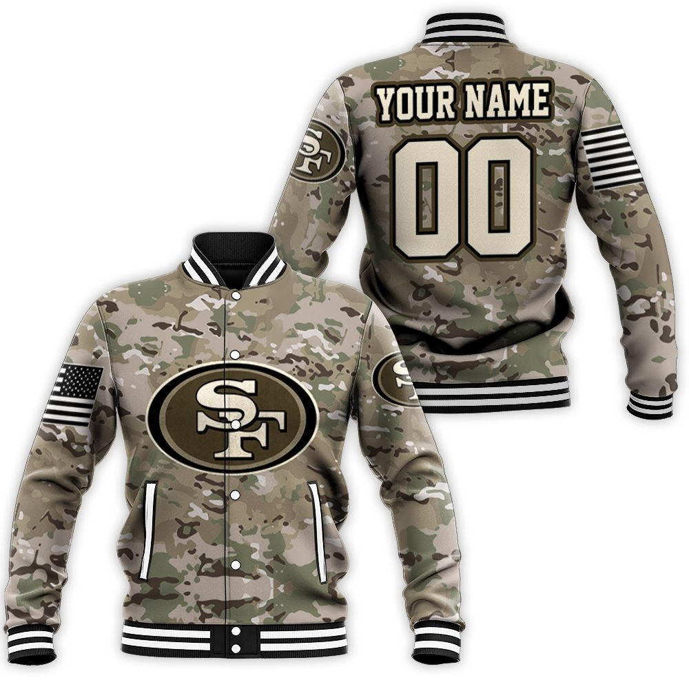 San Francisco 49Ers Camouflage Veteran 3D Personalized Baseball Jacket For Men Women