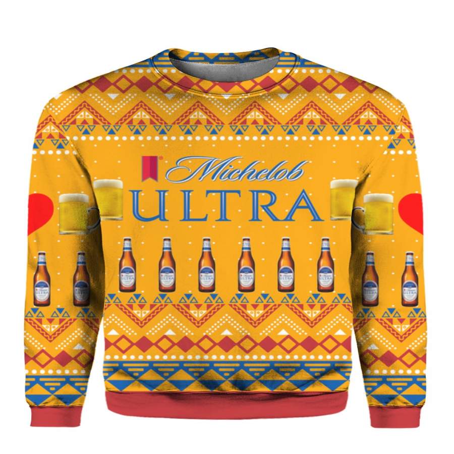 Michelob Ultra Beer Can 3D Print Ugly Christmas Sweater, Hoodie