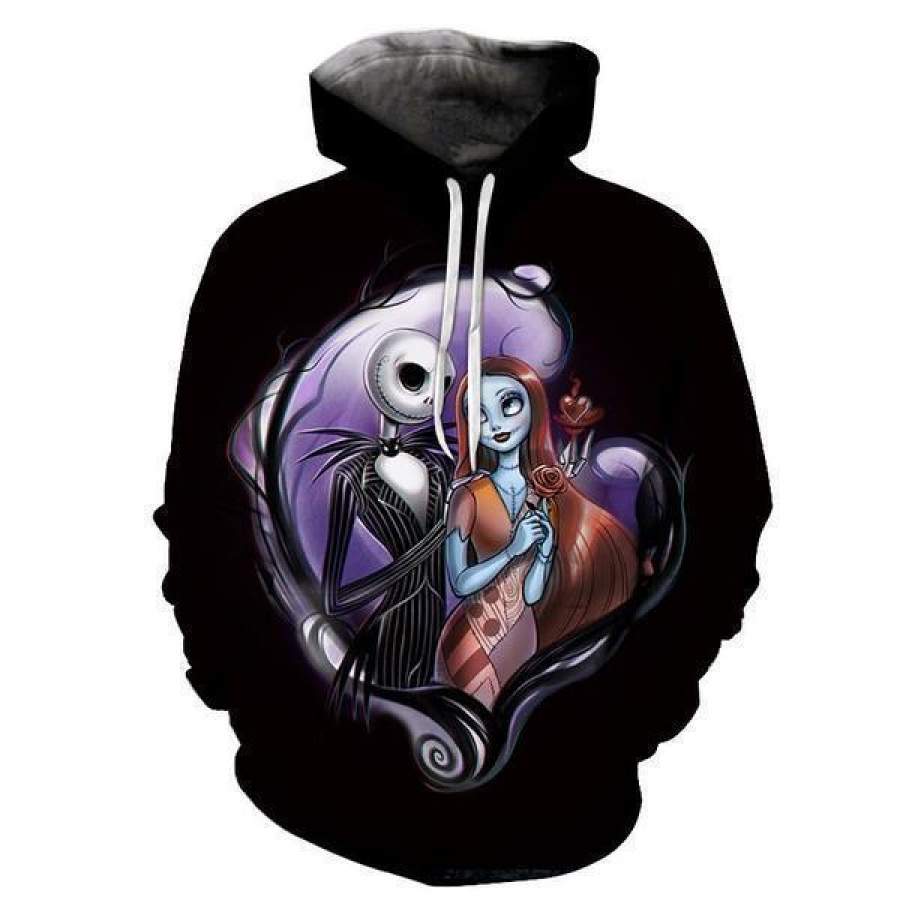 The Nightmare Before Christmas Jack&Sally Black Pull Over Hoodie