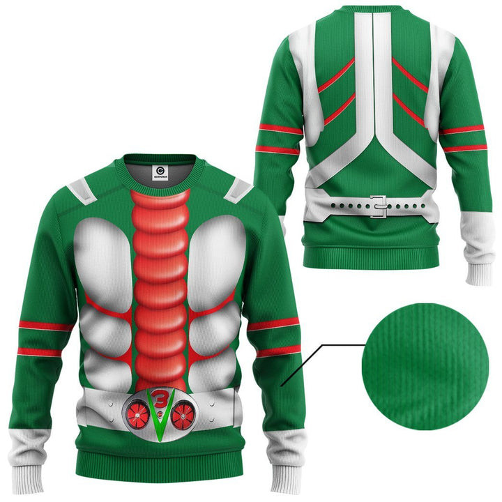 Kamen Rider V3 Ugly Christmas Sweater – All Over Print 3D Sweater