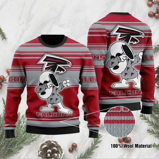 Fandomgift Atlanta Falcons Snoopy Dabbing Ugly Christmas Sweater Custom Sweatshirt Apparel