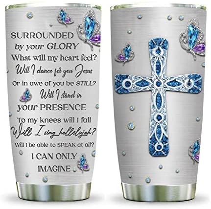 20Oz Jewelry Style Faith Imagine Butterfly Christian Gifts Stainless Steel Tumbler Cup With Lid Double Wall Vacuum Thermos Insulated Travel Coffee Mug