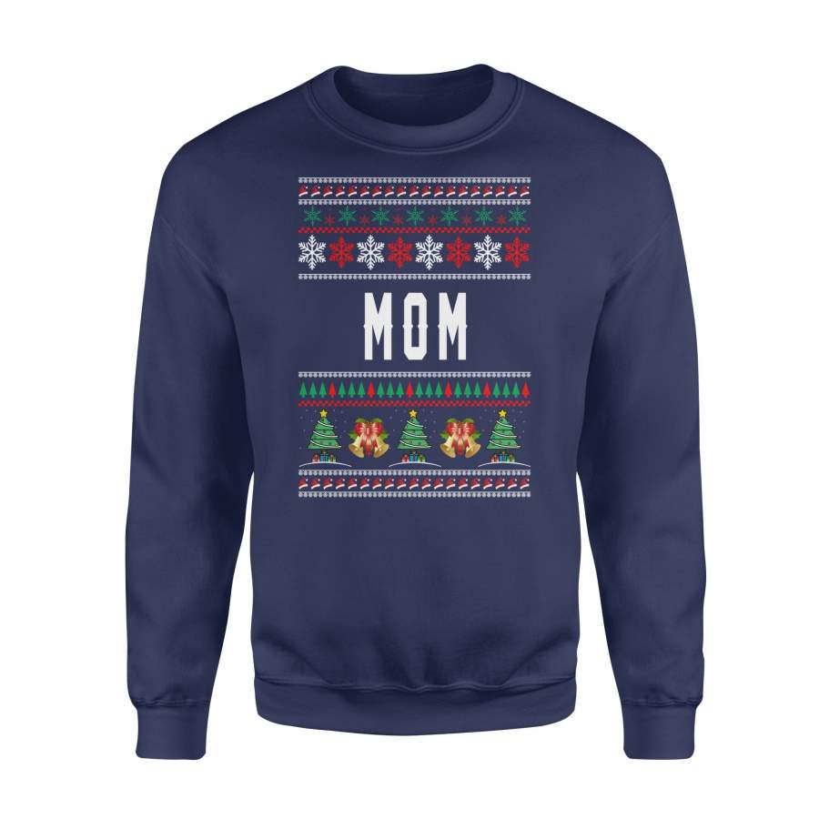 Mom Ugly Christmas Family Jingle Bells Hat Snowflakes Christmas Tree Holiday Christmas X-Mas Sweatshirt T Shirt Christmas Gift Ideas