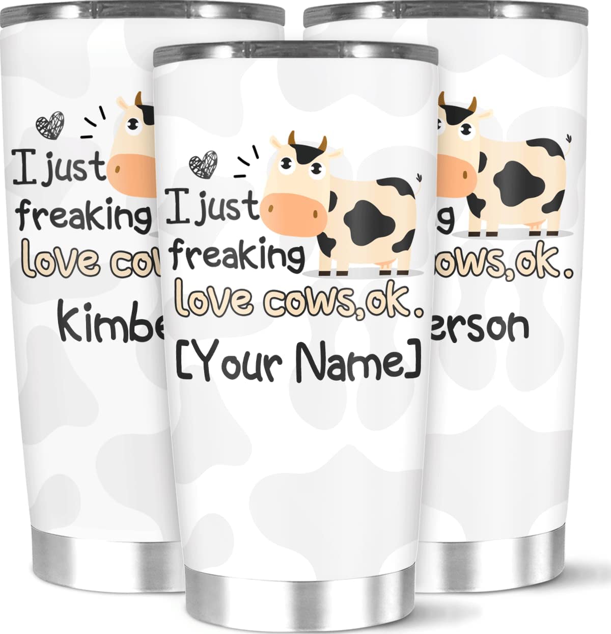 Personalized Coffee Tumbler Customized Name With Cow Animal Quote Gifts For Women Men Friend Teen On Birthday Holiday Cup Mug 20 30 Oz Stainless Steel Home Travel Office Use