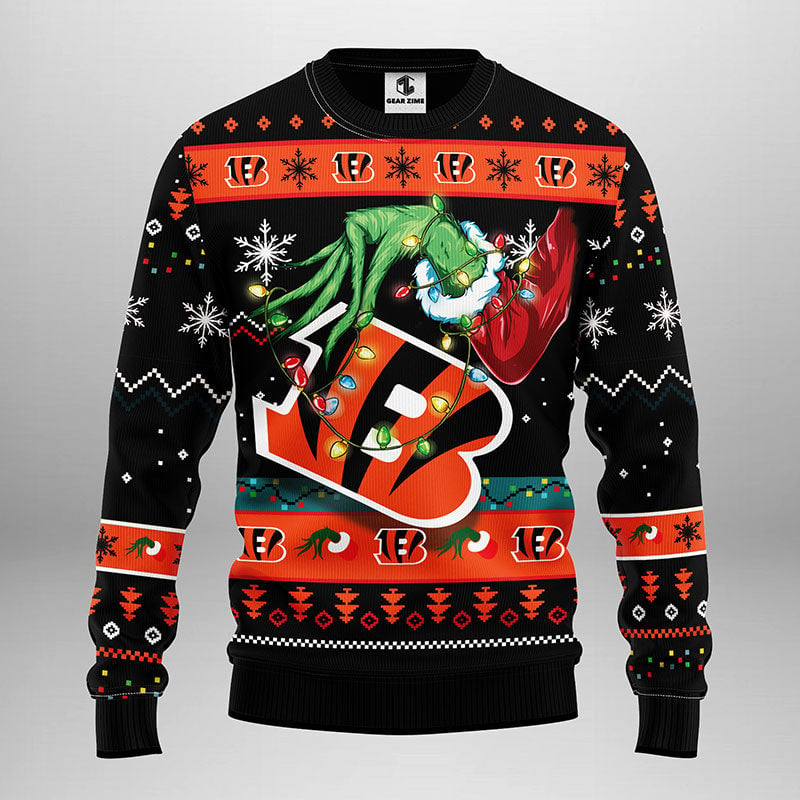 Cincinnati Bengals Grinch Ugly Christmas Sweater