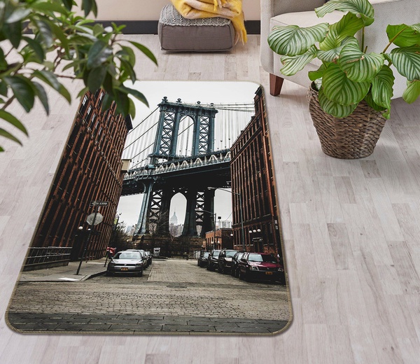 3D Bridge Car On Street Area Rug Home Decor