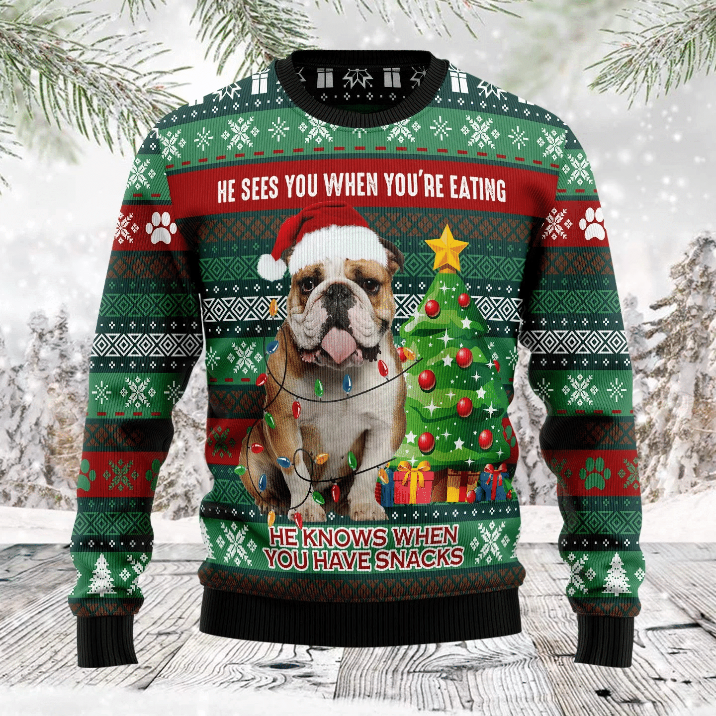 Bulldog Loves Snacks Ugly Christmas Sweater – TXTrend Shop