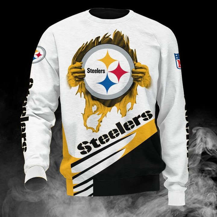 Pittsburgh Steelers White Golden Logo Gift For Fan Ugly Wool Sweater Christmas