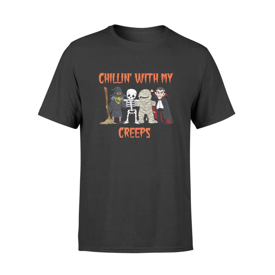 YOLOstuff Chillin With My Creeps Vampire Halloween Skeleton Witch Gift T-shirt