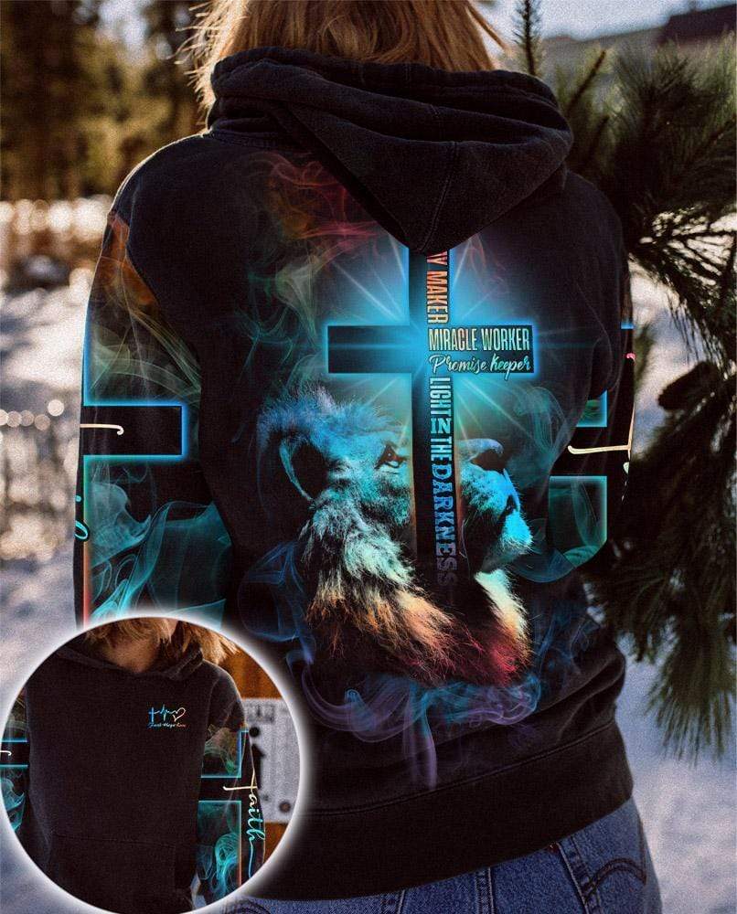 Christ Lion Cross Way Maker Lion Light Half Cross Hoodie Or Legging #KV