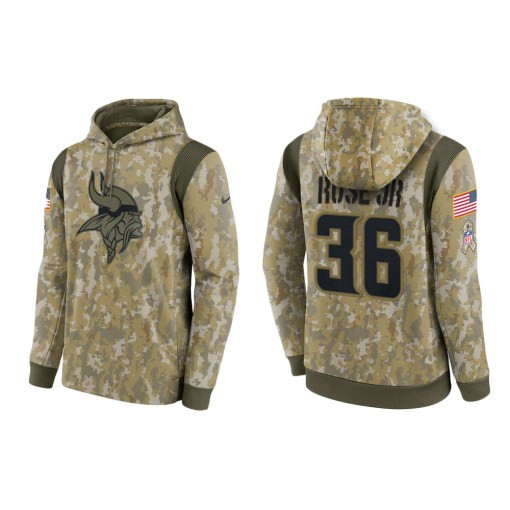 A.J. Rose Jr. Minnesota Vikings Camo 2021 Salute To Service Veterans Day Therma Pullover Hoodie