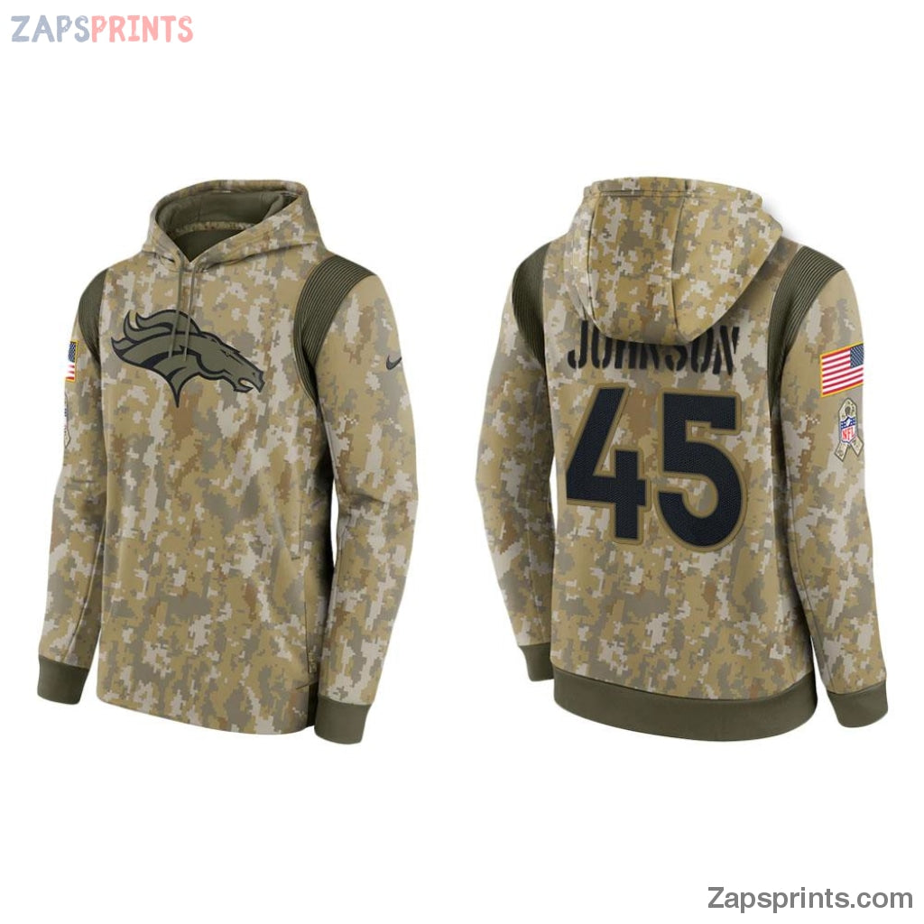 Alexander Johnson Denver Broncos Camo 2021 Salute To Service Veterans Day Therma Pullover Hoodie