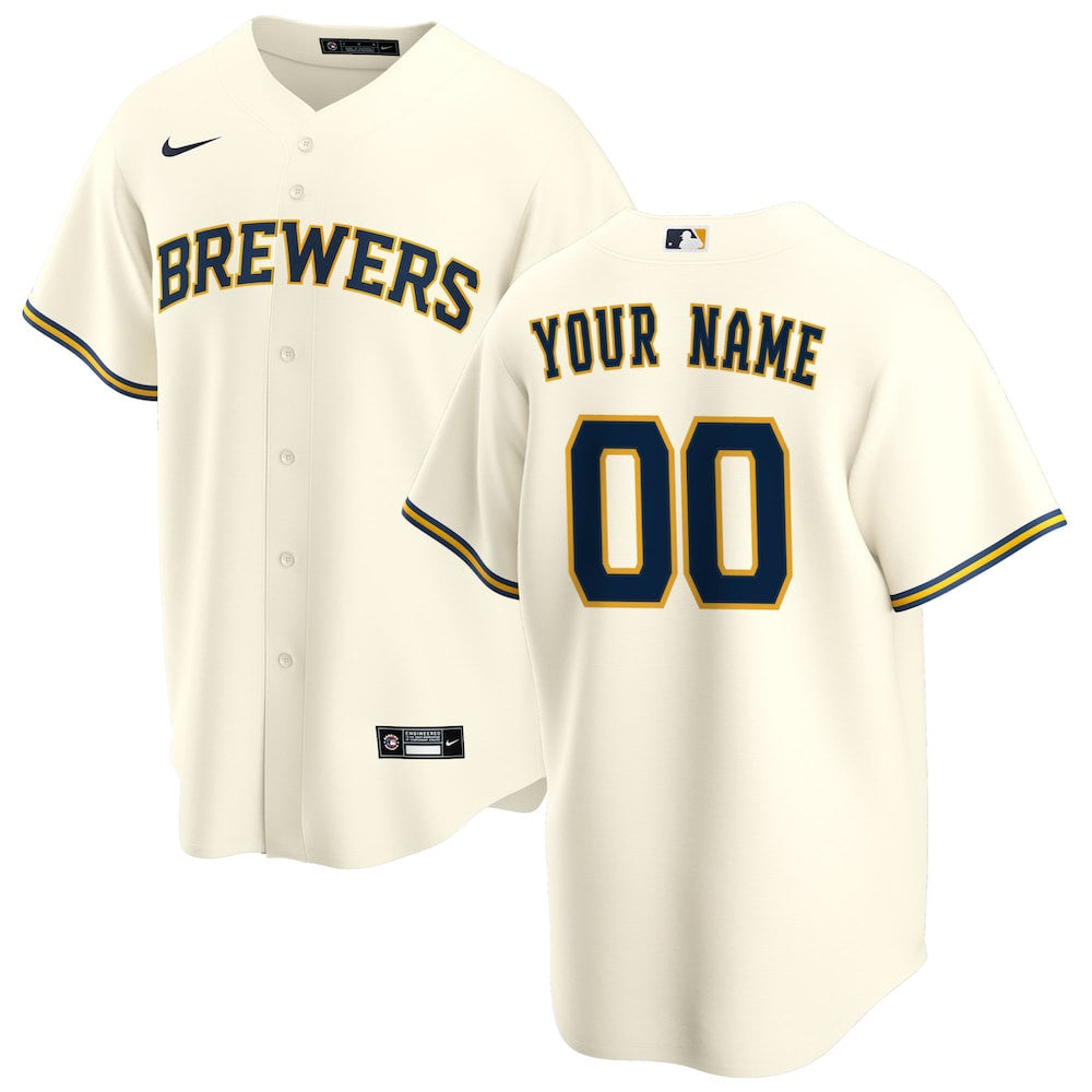 Men’S Milwaukee Brewers Nike White Alternate Replica Custom Jersey ...